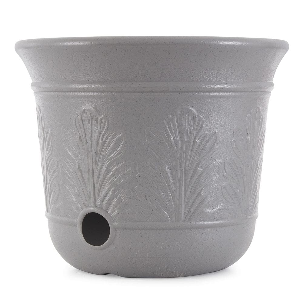 Pote de mangueira Suncast Mangueira de plástico decorativo de 300 pés de 5 galões