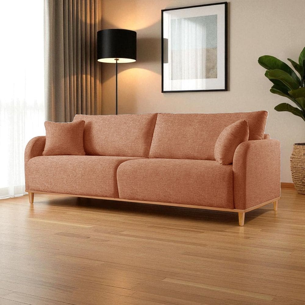 Sofá Fixo 3 Lugares Luxo 180cm Camila Terracota