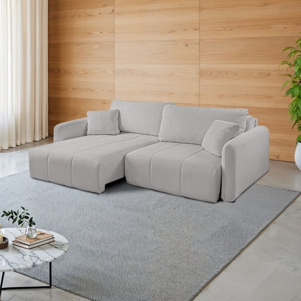 Sofá Retrátil e Reclinável 226cm com Almofadas Decorativas Eros Espresso Móveis Cinza