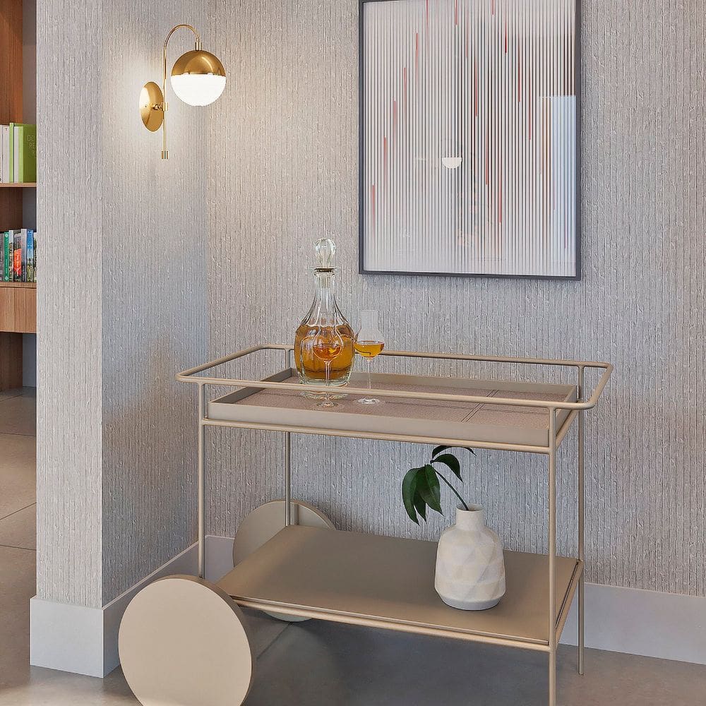 Carrinho Bar Moderno para Bebidas Zion Recouro Cinza / Champagne