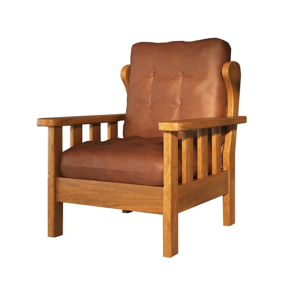 Poltrona com Almofadas 100% Madeira Maciça Mogno Mel