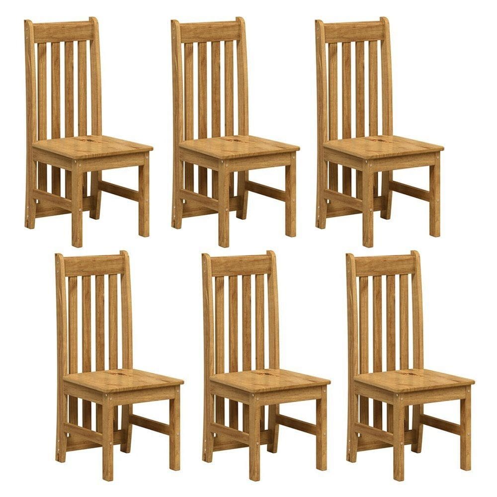 Kit 6 Cadeiras em Madeira Maciça Lille Espresso Móveis Nogueira