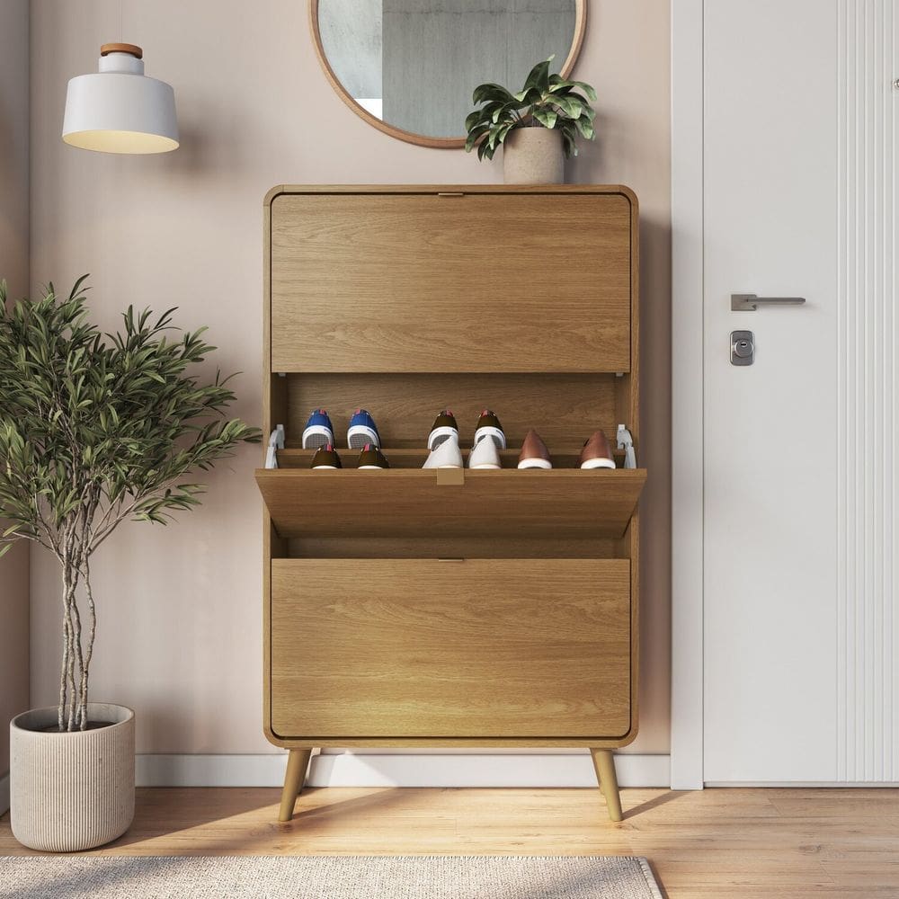 Sapateira 3 Portas Basculantes Curve Carvalho Xingu