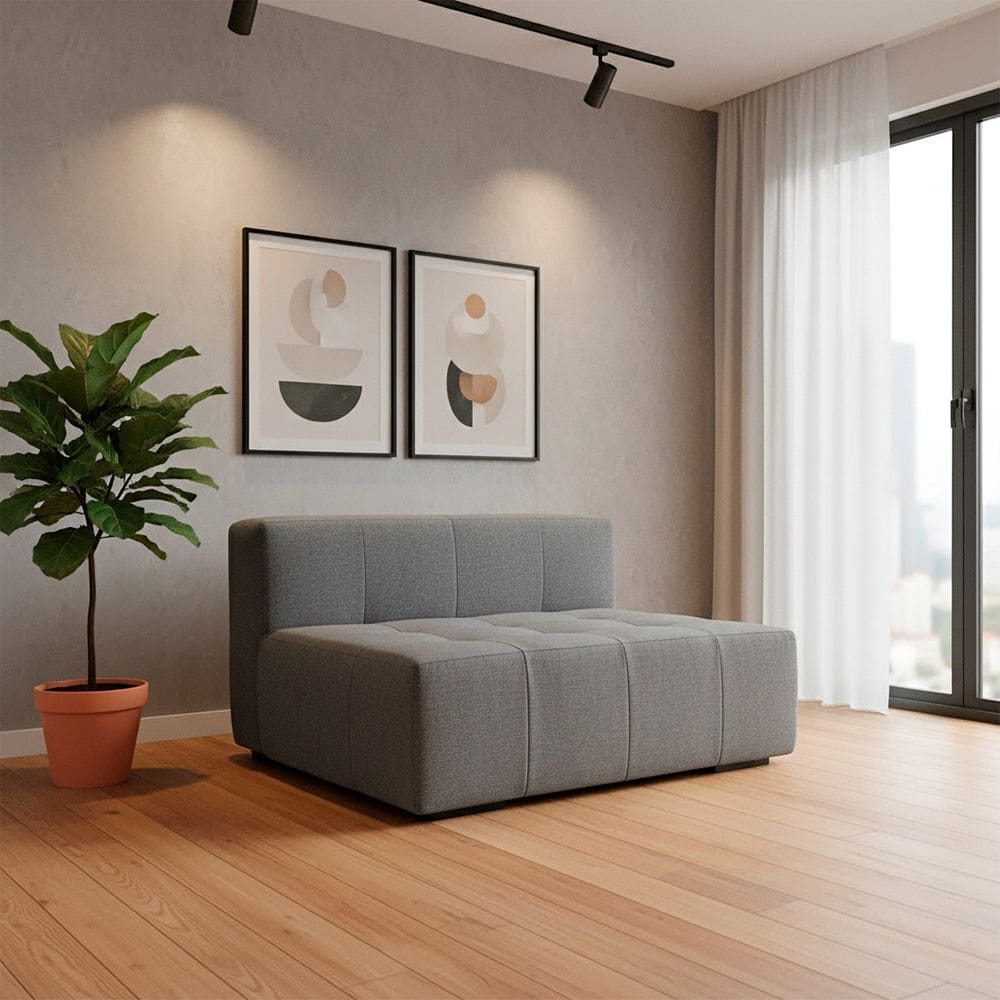 Sofá Modular sem Braço para Sala de Estar Burgos Cinza
