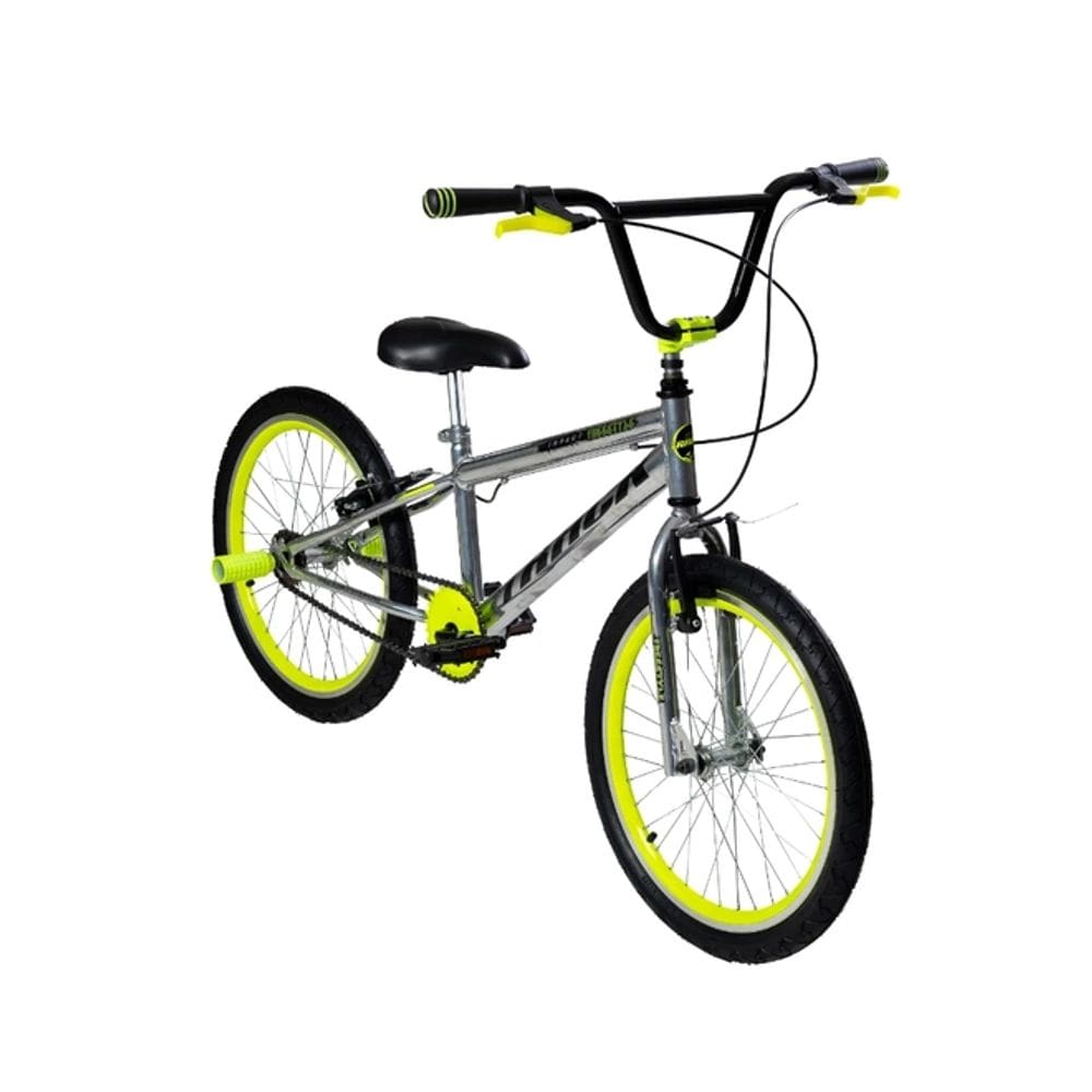 Bicicleta Aro 20 Track Impact Juvenil Bicicross Cinza/Amarelo Neon