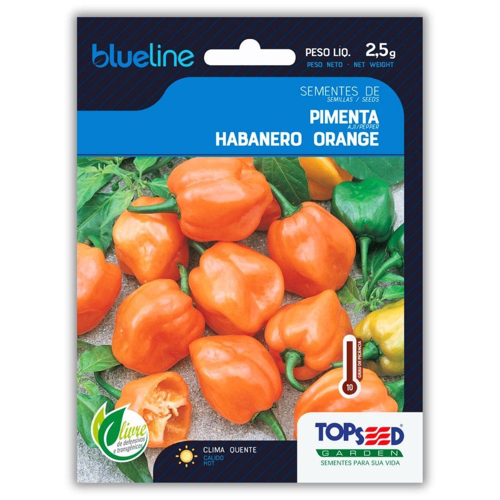 Semente de Pimenta Habanero Orange Blueline TOPSEED
