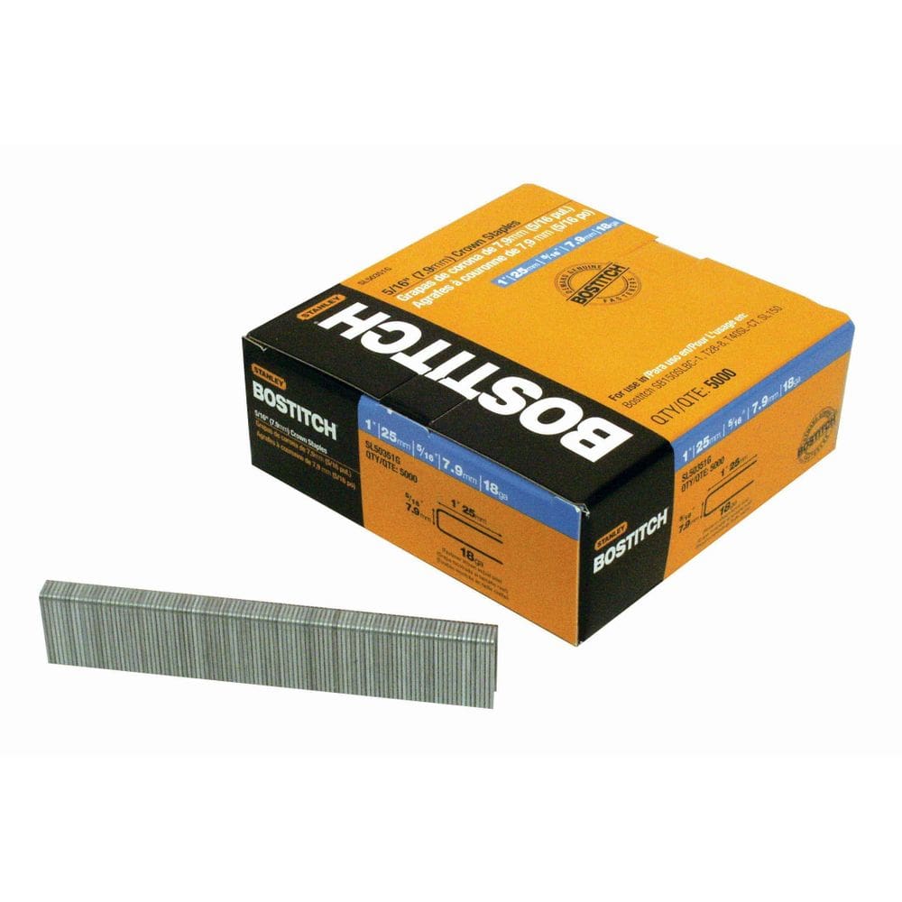 Staples BOSTITCH Crown 18GA, 1x5/16” (8x40mm), pacote com 5000