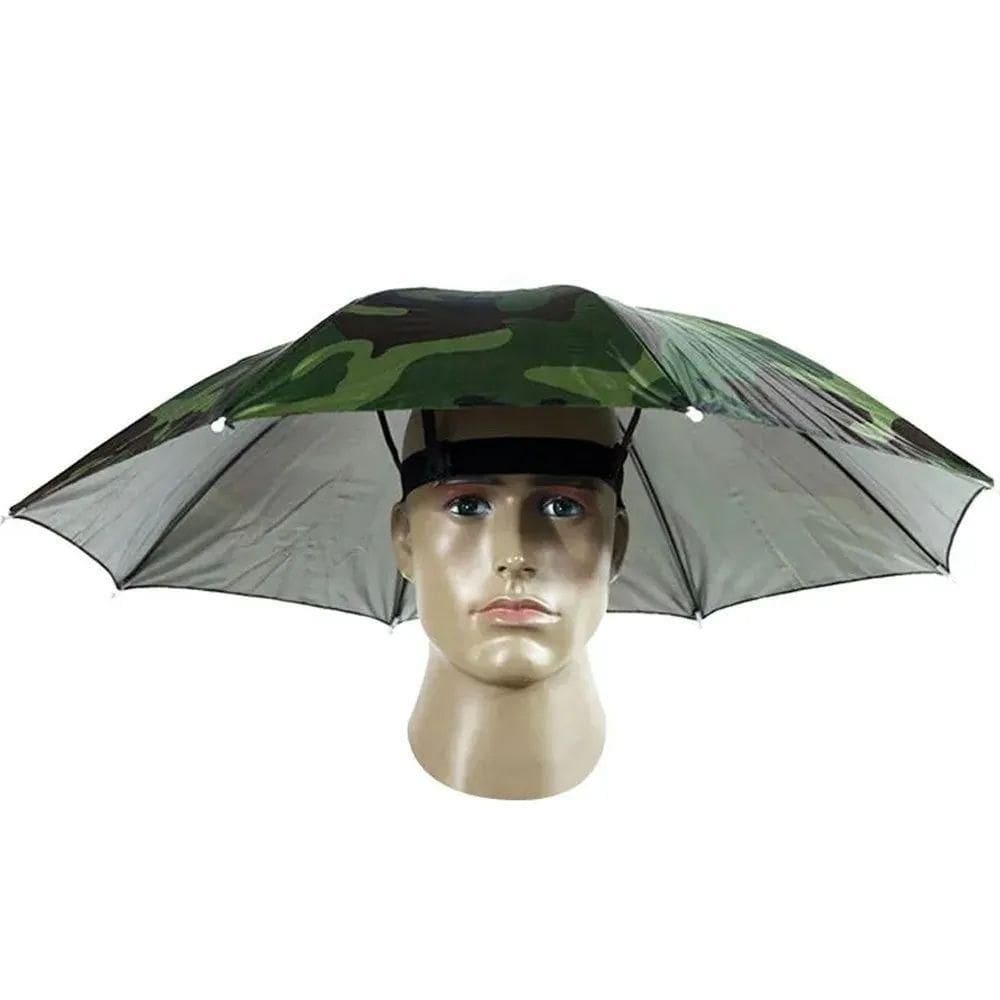 Chapéu Guarda-chuva Sombrinha Camuflado Protetor Camping Passeio Sol Chuva