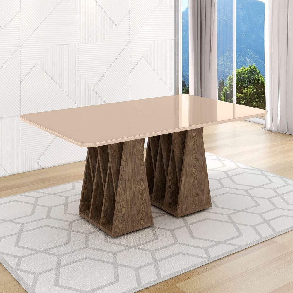 Mesa para Sala de Jantar 4 Lugares Orquestra Carvalho/Cinza