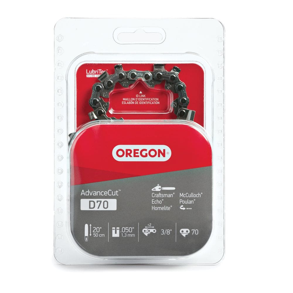 Cadena para motosierra Oregon D70 con barra de 20” y 70 eslabones, baja retroceso