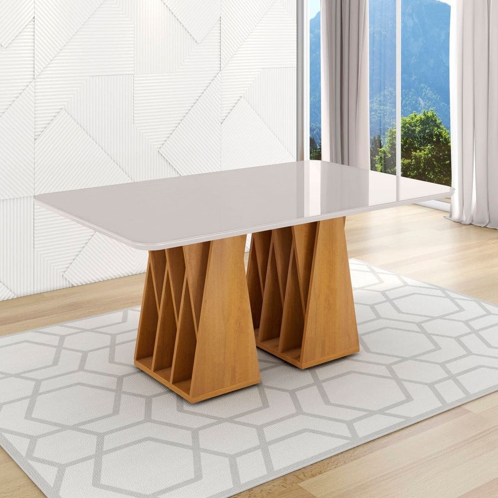 Mesa para Sala de Jantar 6 Lugares Orquestra Naturalle/Off White