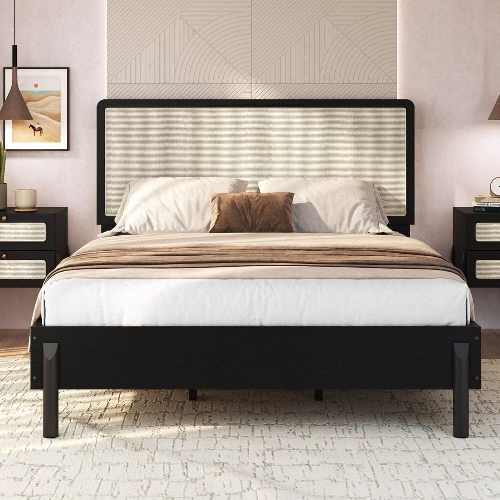 Cama Casal com Cabeceira Telada e Pé Madeira Maciça 152cm Oslo