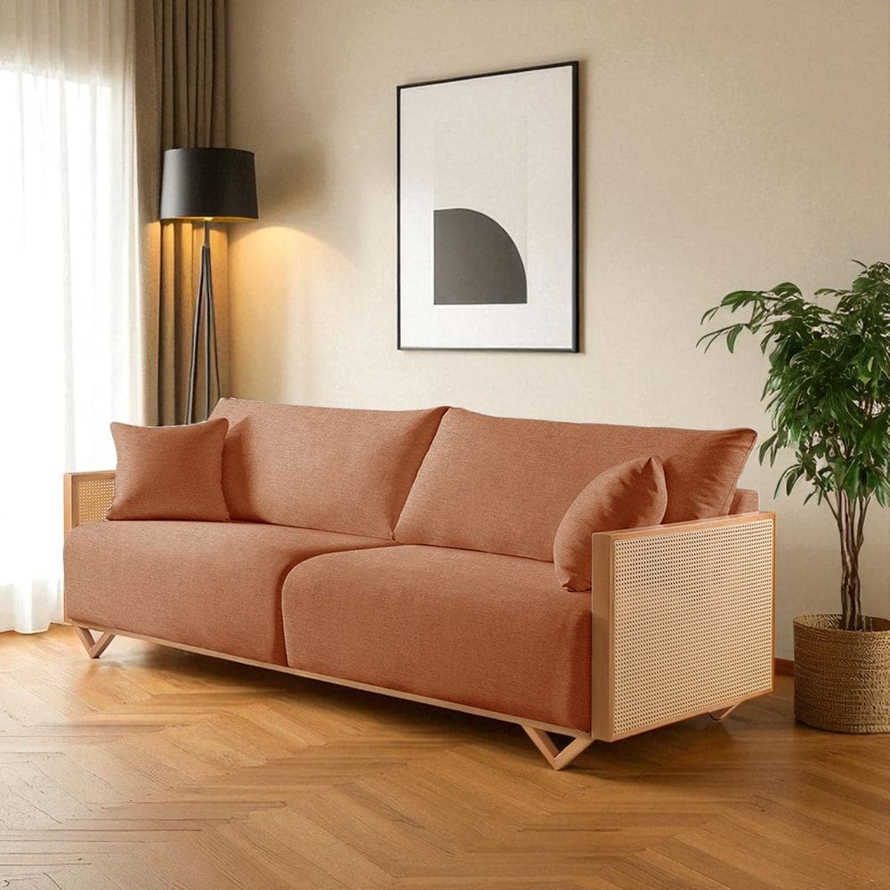 Sofá Fixo 3 Lugares Luxo 190cm Arthur Terracota