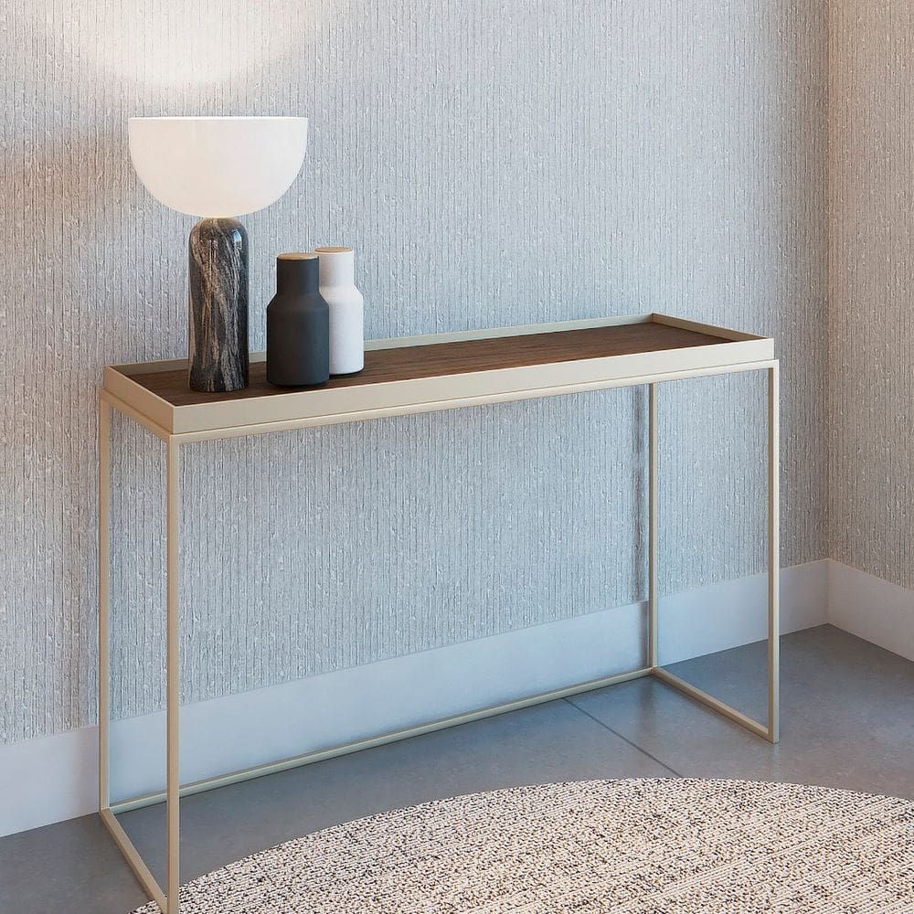 Aparador para Sala de Estar em Aço Rio Champagne / Recouro Wood