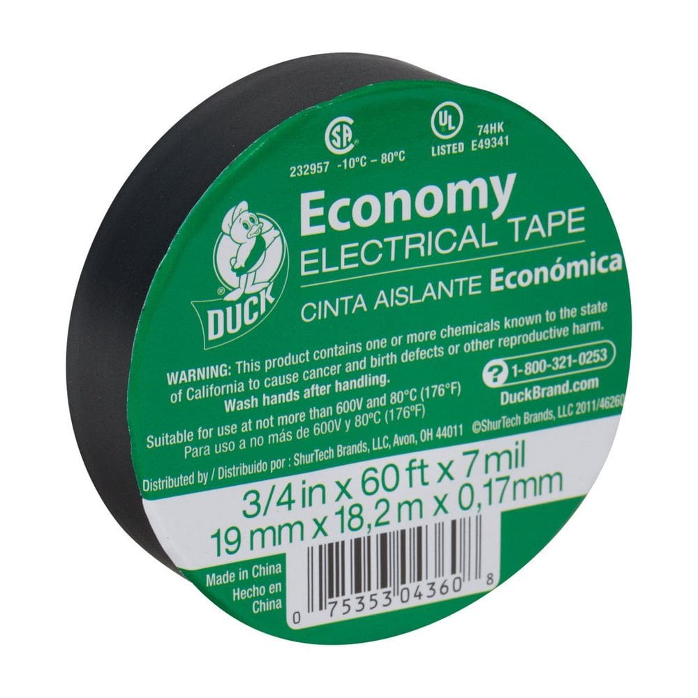 Fita elétrica Duck 19 mm x 18,2 m de vinil preto