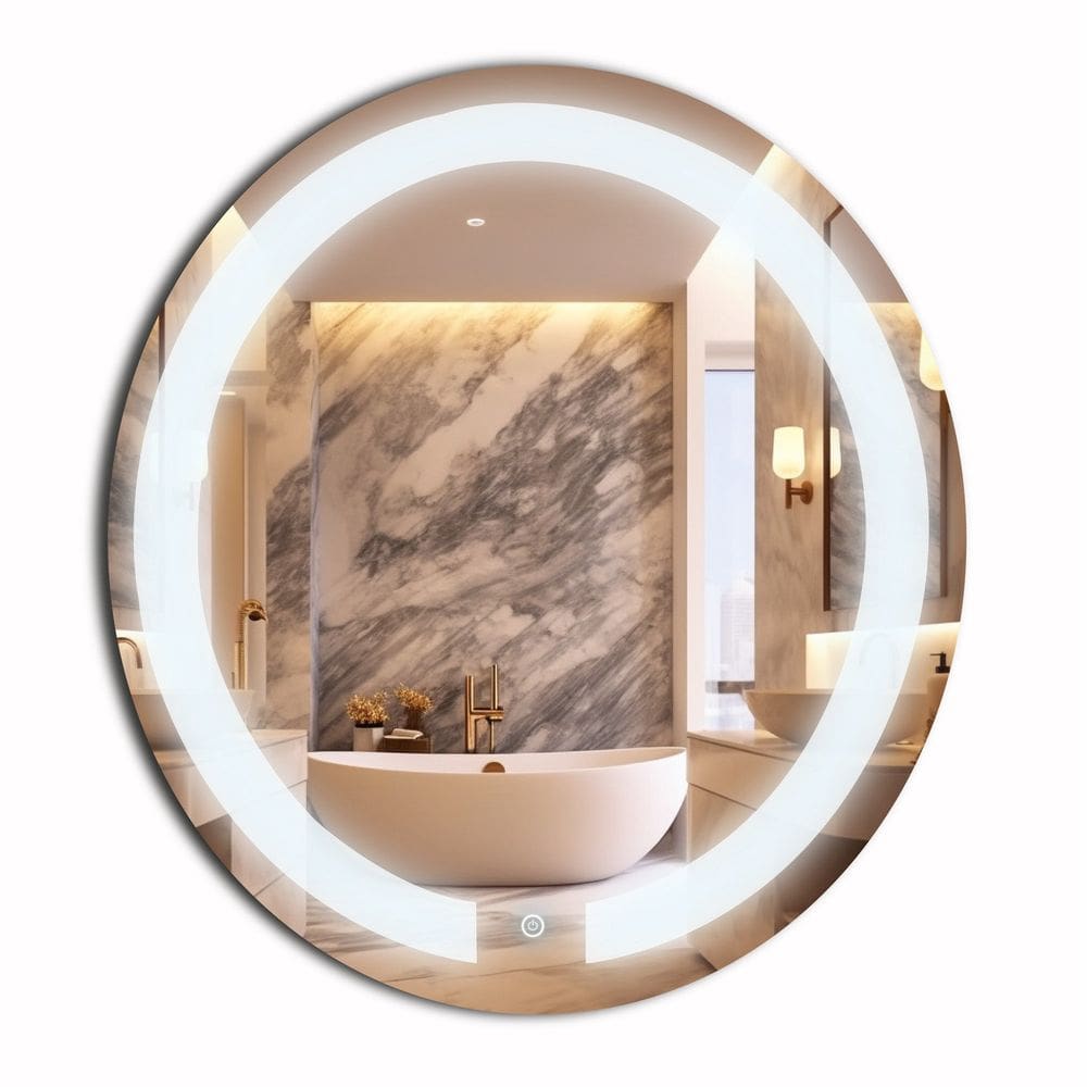 Espelho Redondo 60cm Iluminação Direta com 2 Leds Touch Reduna espelho lapidado