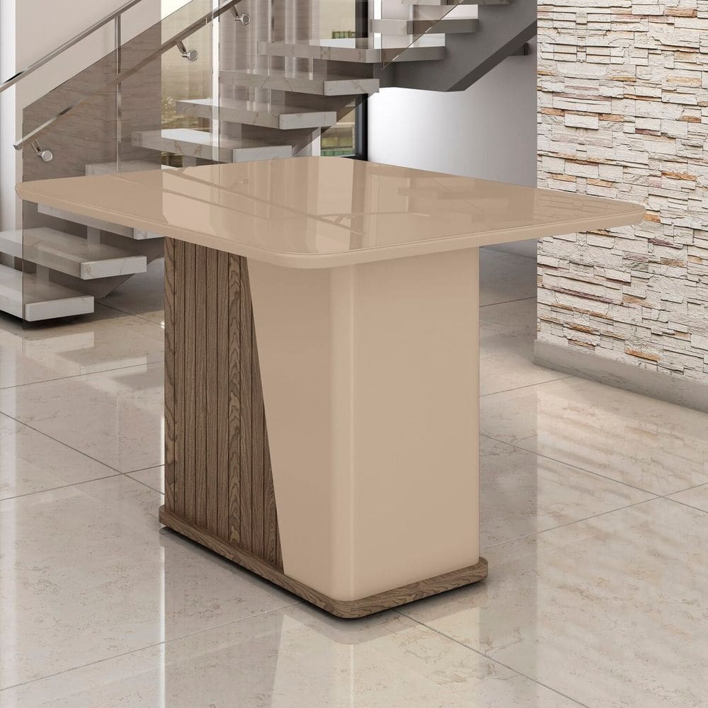 Mesa para Sala de Jantar 4 Lugares 1 Porta Harmonia Carvalho/Cinza