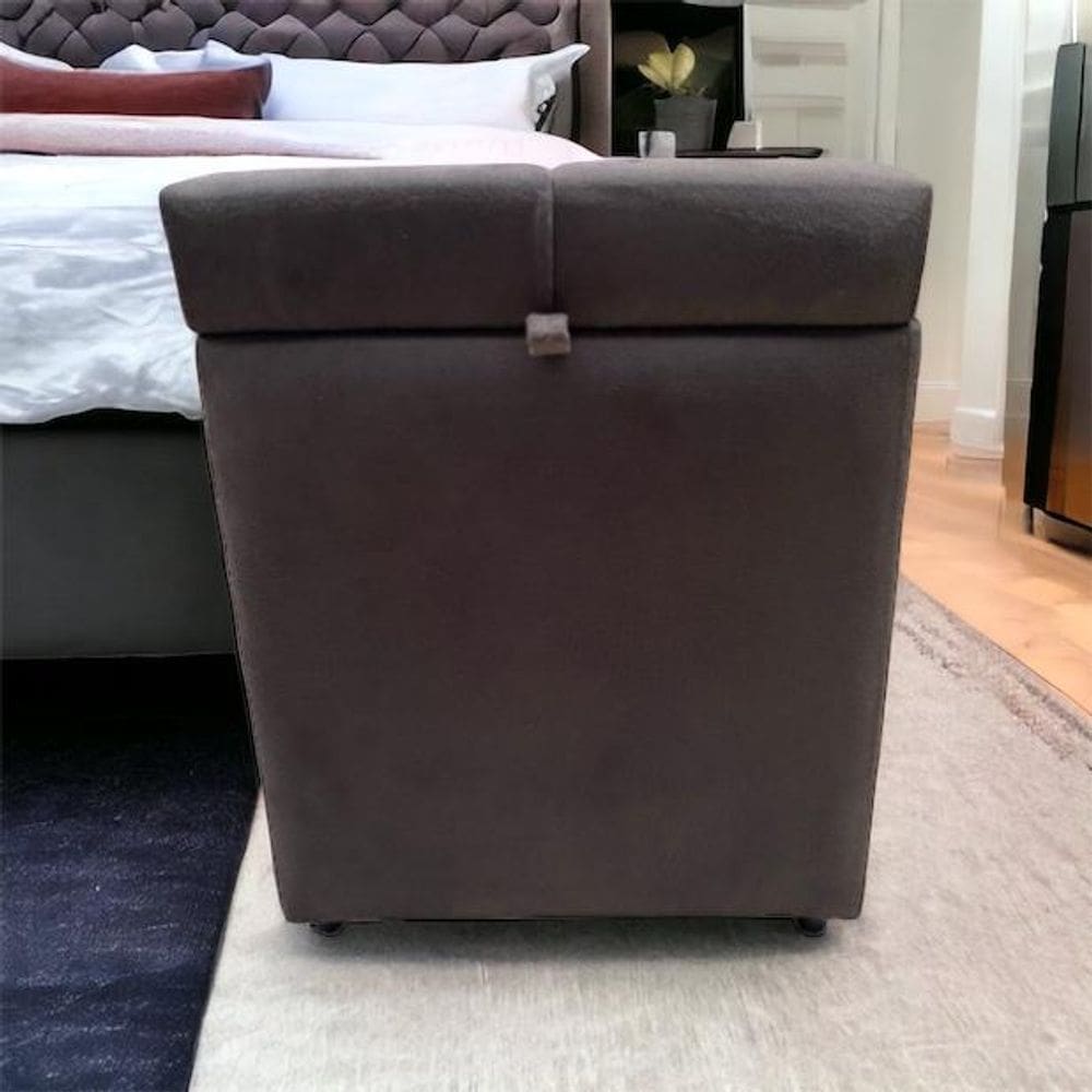 Puff Baú Decorativo Quadrado Para Sala Quarto Suede Marrom Madelina Decor