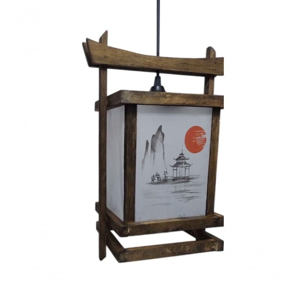 Lustre Luminária De Teto Japonês Oriental Sala Restaurante Artesanal Decoração Hotel Pousada