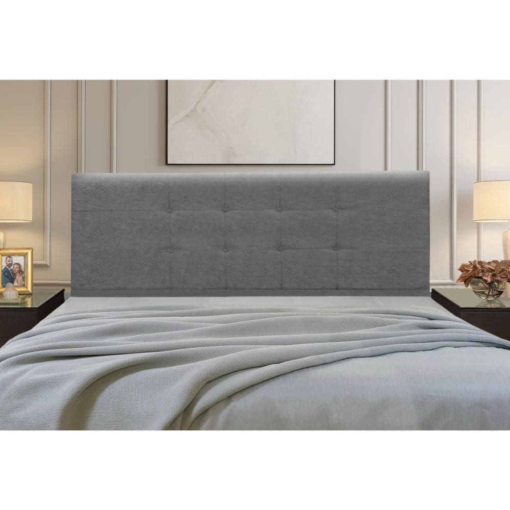 Cabeceira Estofados Solteiro Quarto 90cm Betina Suede Cinza Madelina Decor