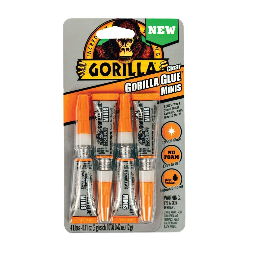 Pegamento Adhesivo GORILLA Transparente 4 tubos de 3 g Resistente al Agua