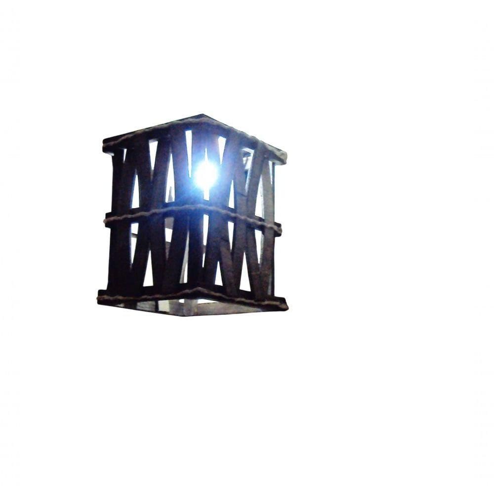 Arandela Luminária De Parede Rustico Oriental De Madeira Sala Quarto Artesanal Hotel Pousada