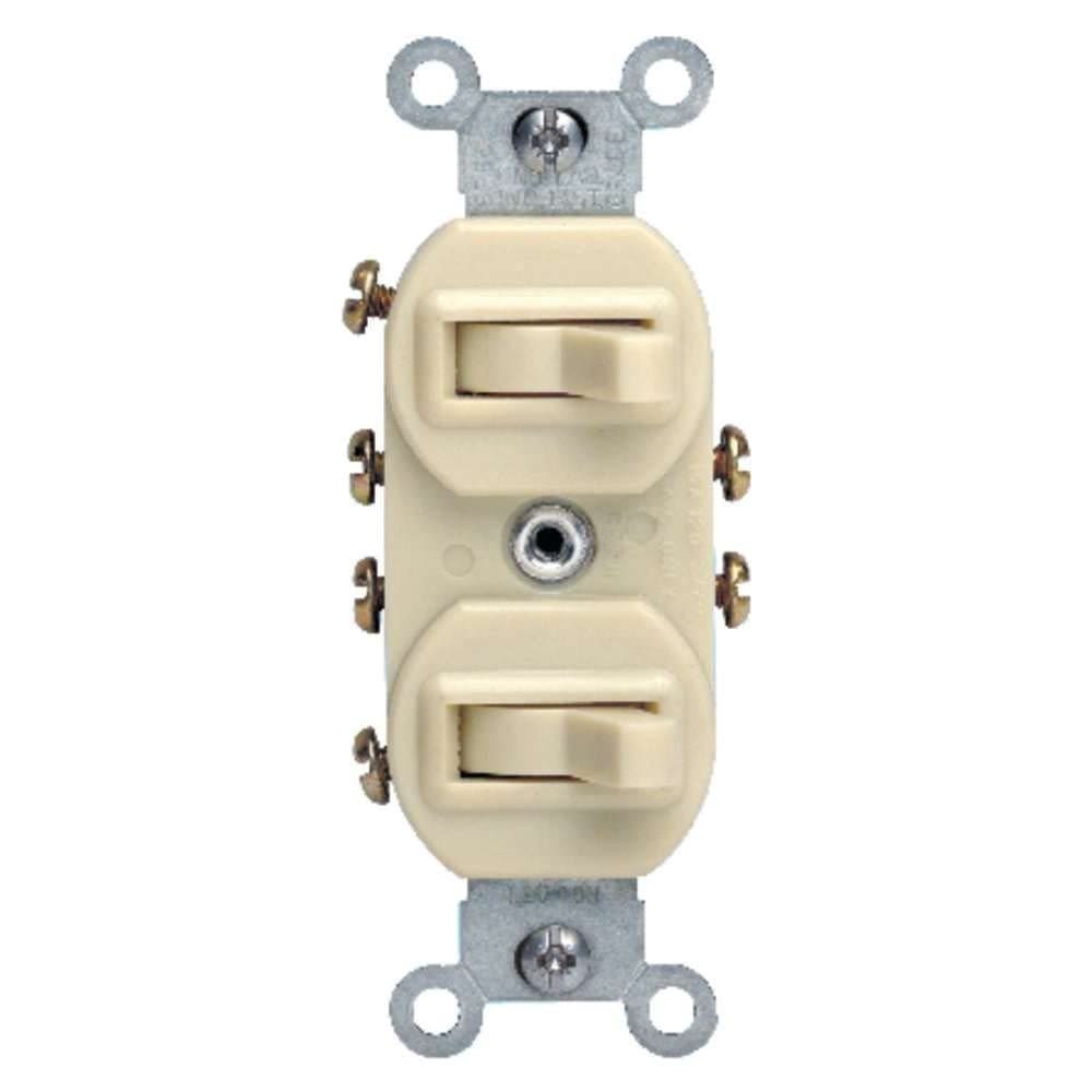 Interruptor duplex Leviton 15A 277V Ivory de 3 pólos