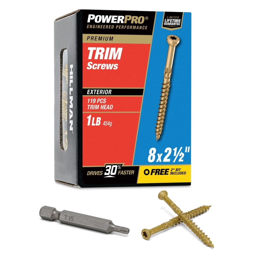 Tornillos Power Pro 48632 para molduras, uso múltiple, para madera, dorado bronce