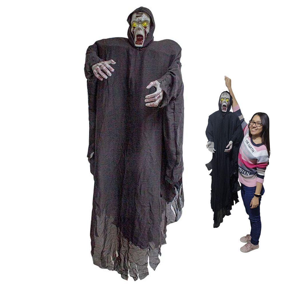 Fantasma Giratorio Halloween Monstro Dia das Bruxas Festa Tematica Som Luz Grito Terror Suspense Decoraçao Horripilante