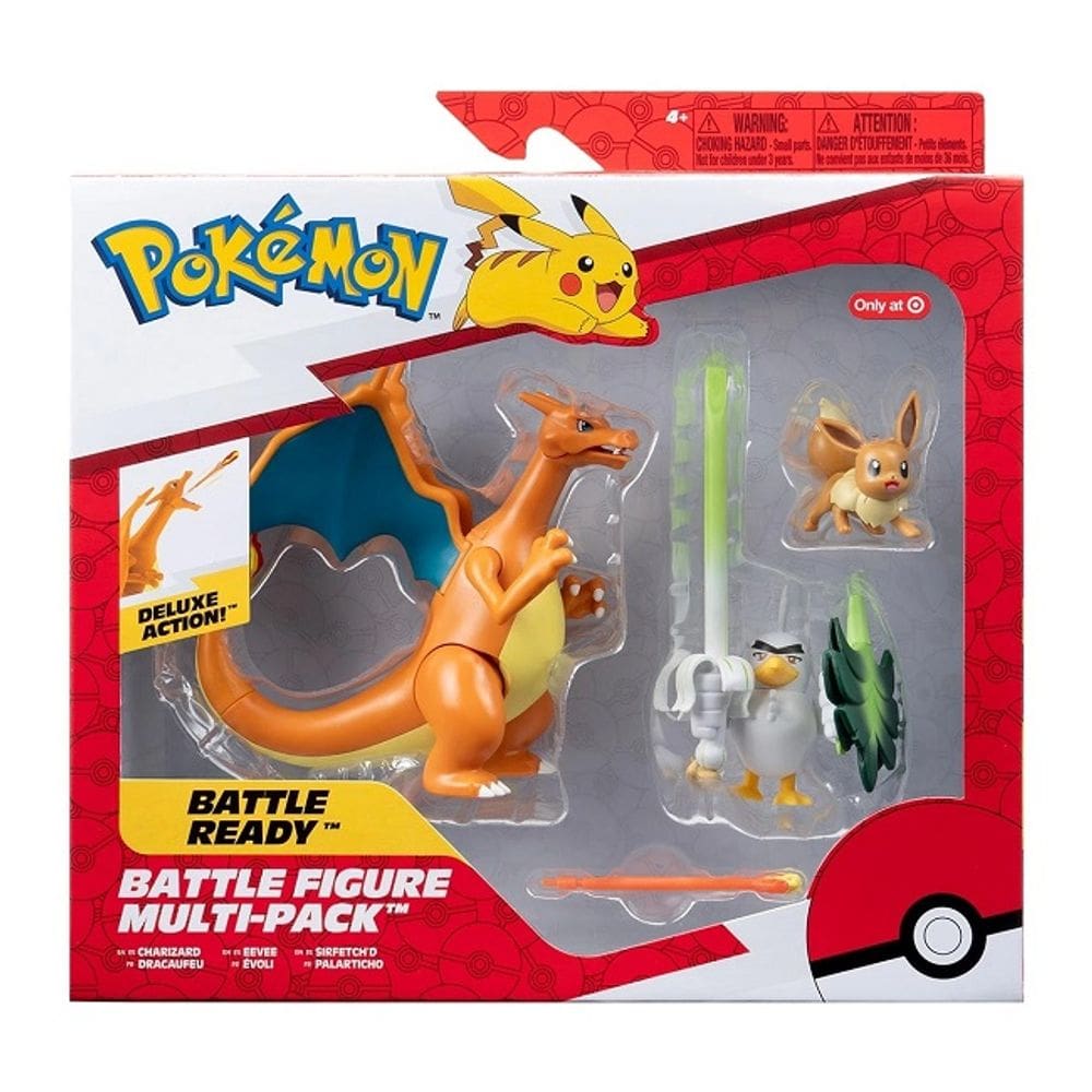 Pokemon - Multipack 3 Bonecos Iconicas – Charizard , Eevee , Sirfetch’d – Sunny