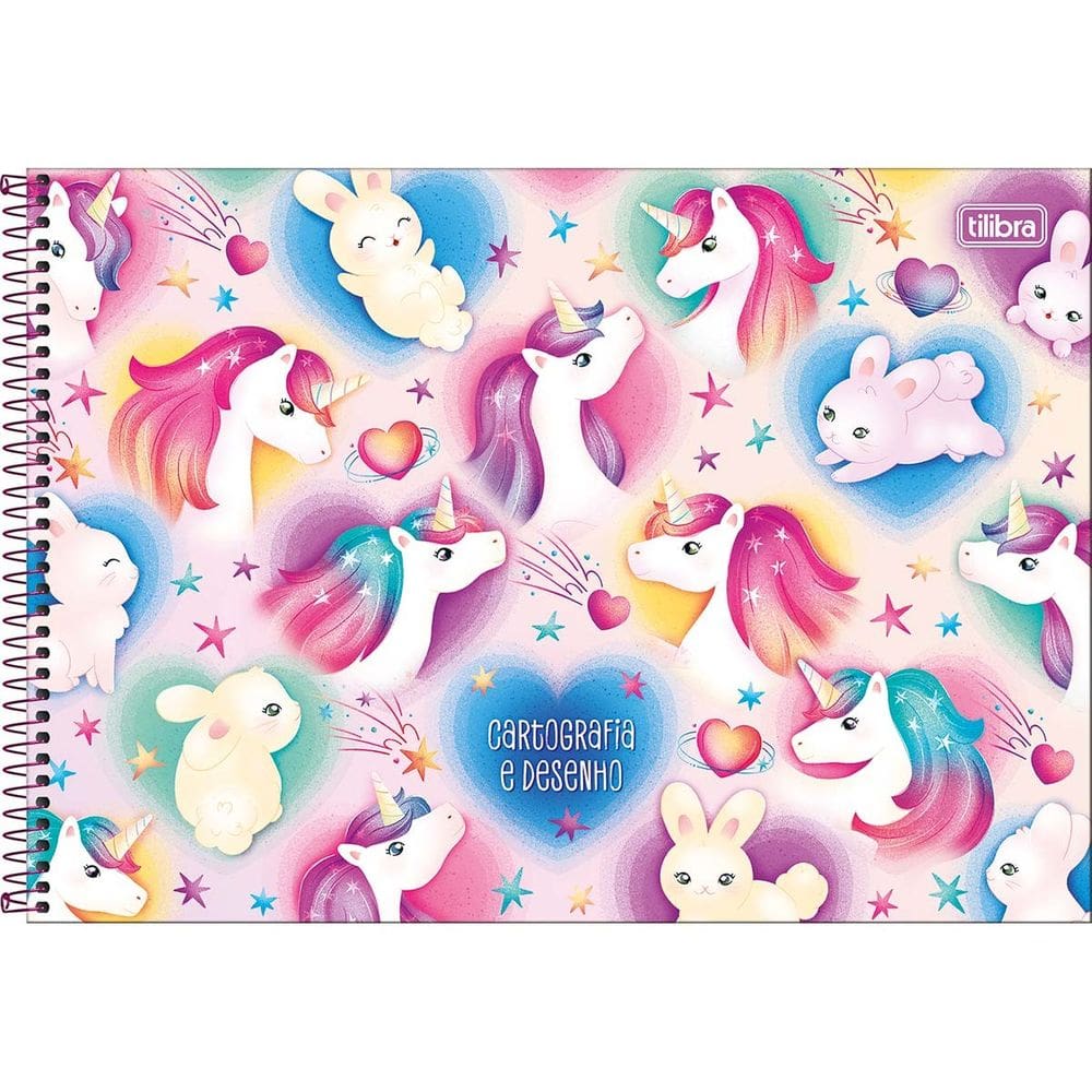 Caderno Espiral Cartografia e Desenho Blink Unicórnios 80 Folhas - Tilibra