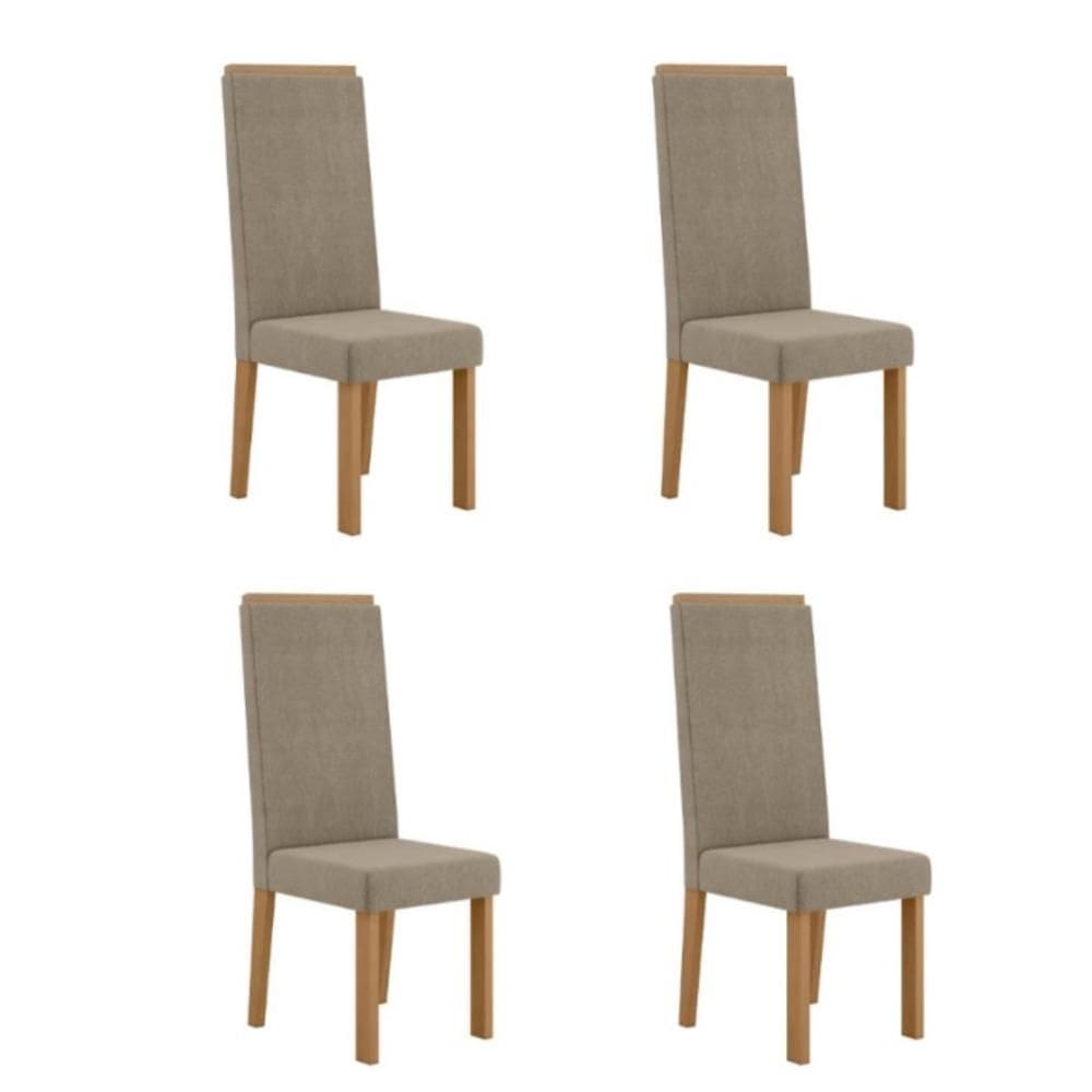 Kit 4 Cadeiras Nice Com Espaldar – Tecido Veludo Suede Pés em MDF com Sapatilhas Plásticas – Sonetto