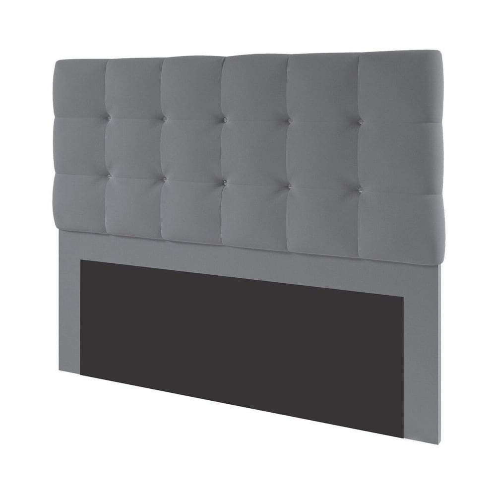 Cabeceira Estofada com Strass 140cm Casal Paris Cinza