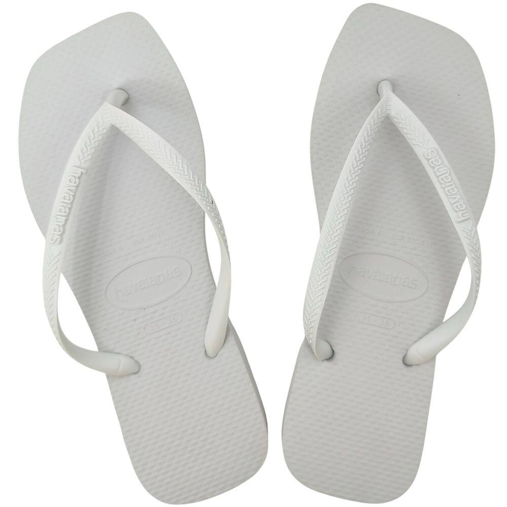 Chinelo Dedo Borracha Casual Feminino Bico Quadrado Havaianas Slim Square - 41-42 - Branco