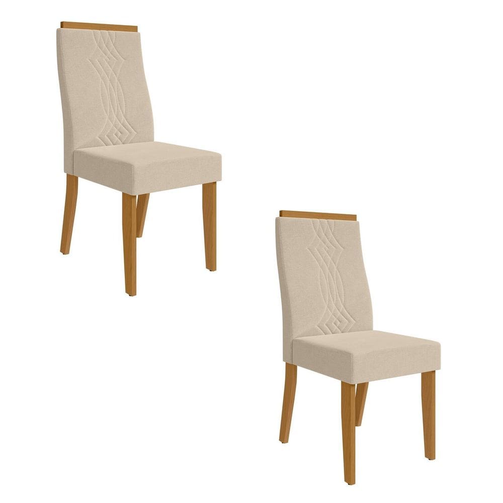 Conjunto de 2 Cadeiras para Sala de Jantar Luna Ii Marrom/Bege