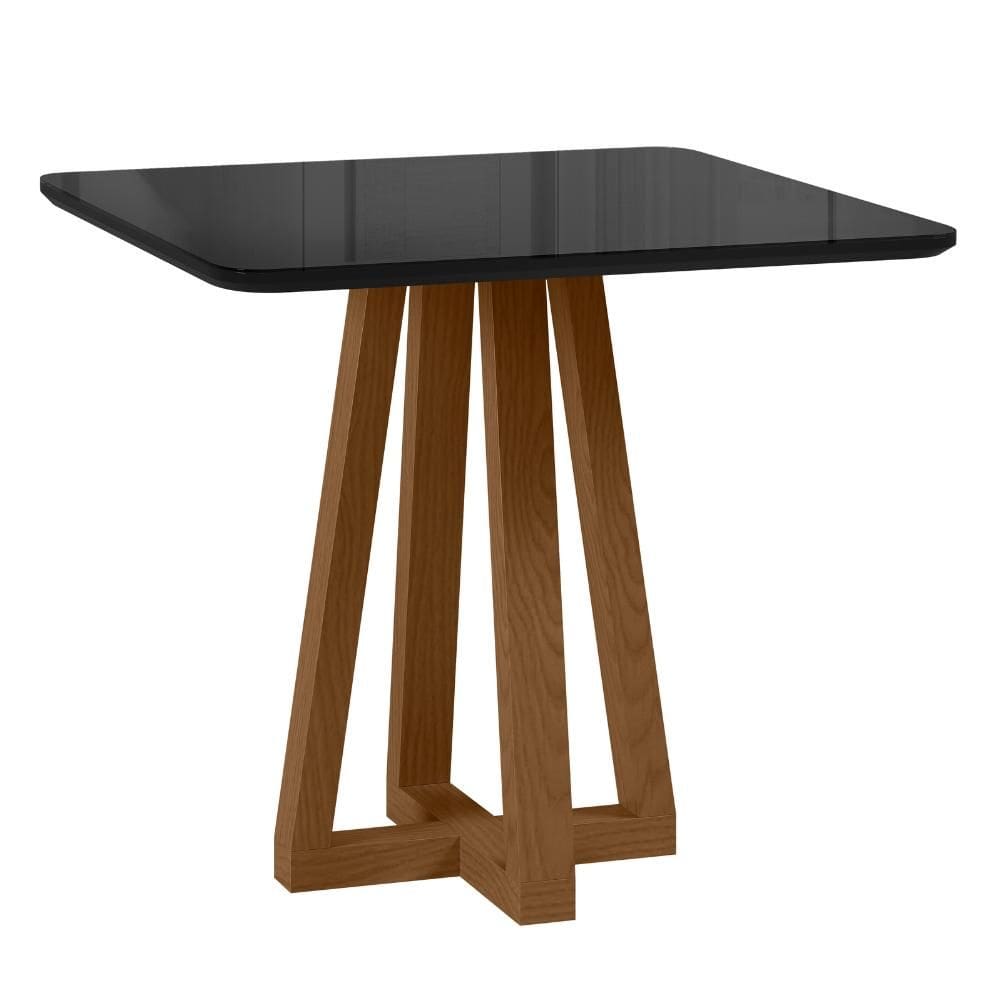 Mesa de Jantar Livia Piccola Quadrada com Vidro – Madeira/MDF, Acabamento Âmbar - Sonetto