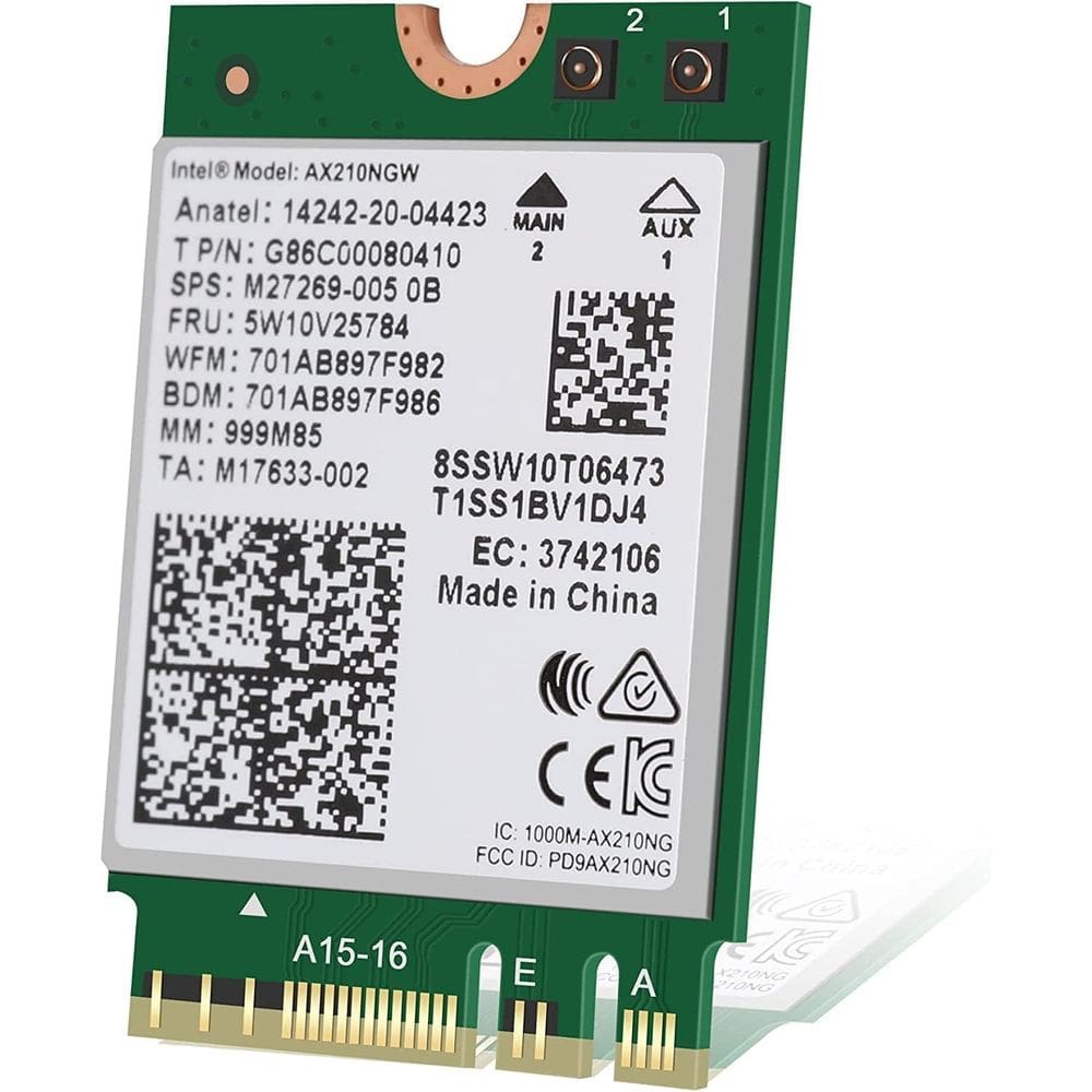 Placa de rede Intel AX210 Tri-Band Wi-Fi 6E Bluetooth 5.3