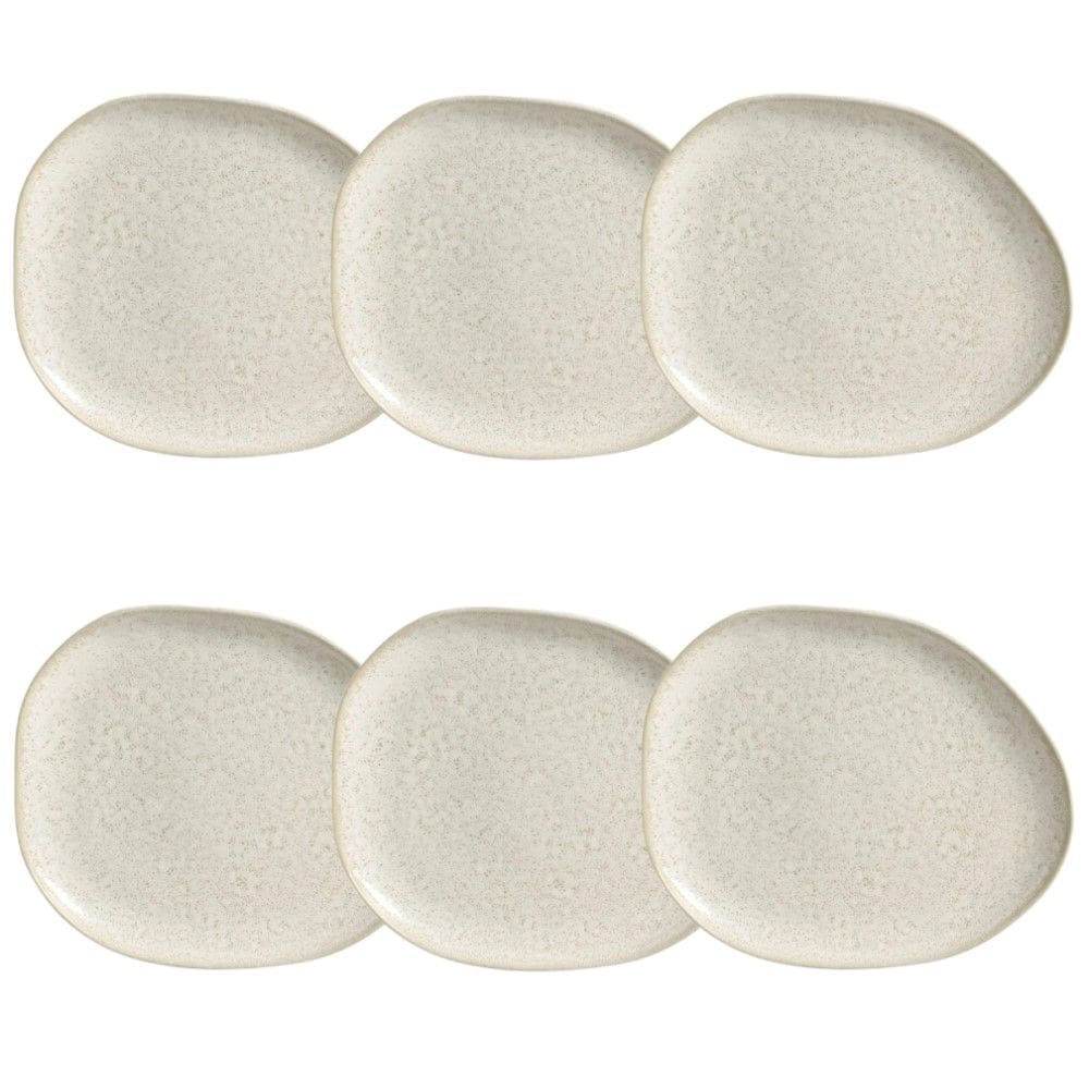 Conjunto de Pratos Rasos Oval 06 Peças Orgânico Vanilla Porto Brasil