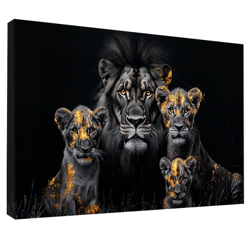 Quadro Decorativo Família de Leões Dark