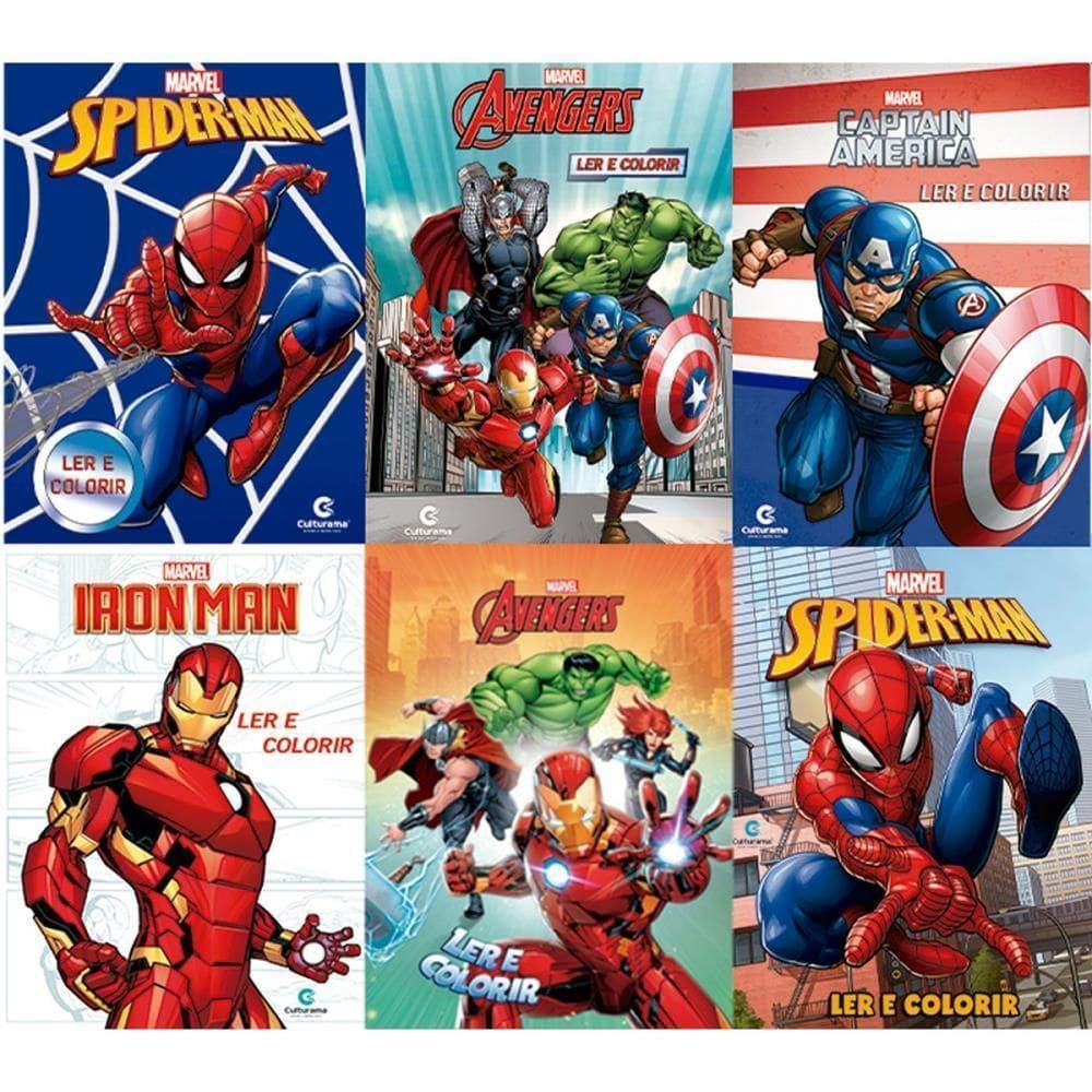 Livro Infantil Colorir Marvel Ler E Colorir 8Pgs Sort