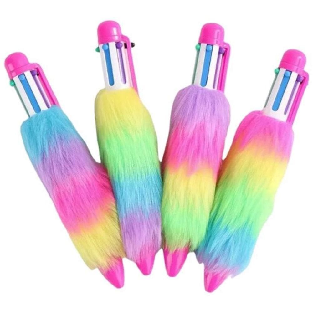 Caneta Multicolorida Pelúcia Arco Íris 6 Cores - Polibrinq