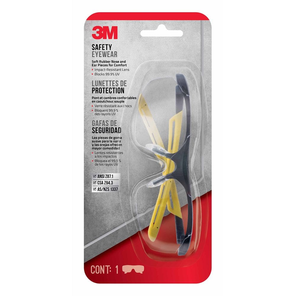 Óculos de segurança 3M Black Yellow Frame Clear Lens