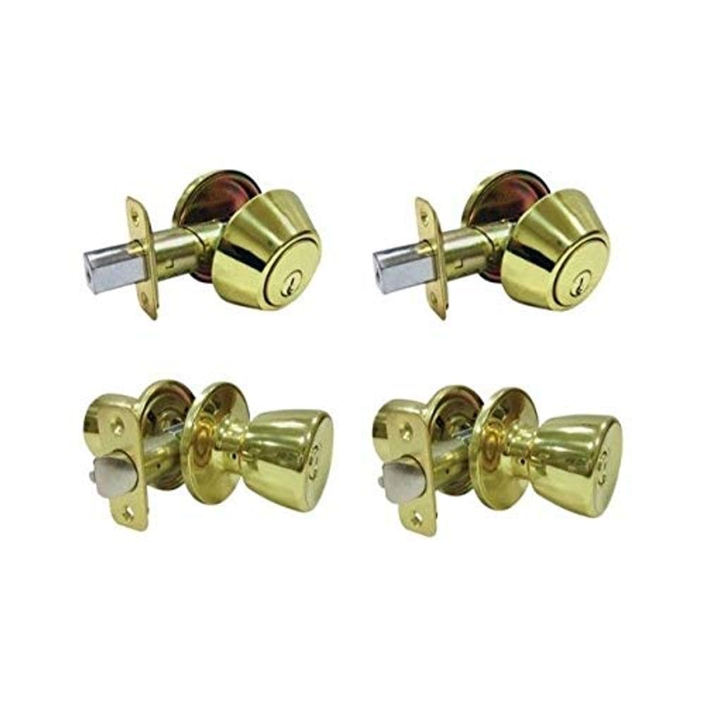 Botão de entrada e trava Overstock Tulip Polished Brass Right