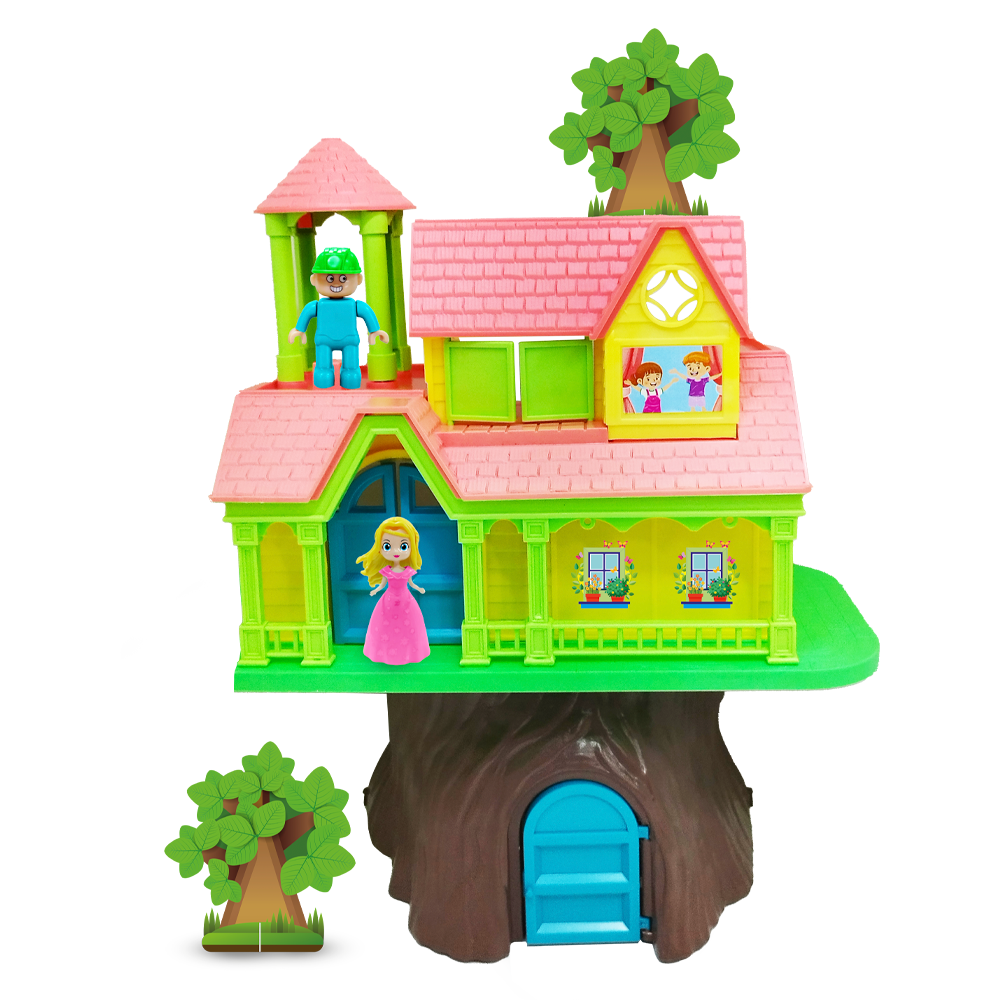 Casa Na Arvore Casinha De Bonecas Bonecos 2 Andares E Acessorios Homeplay