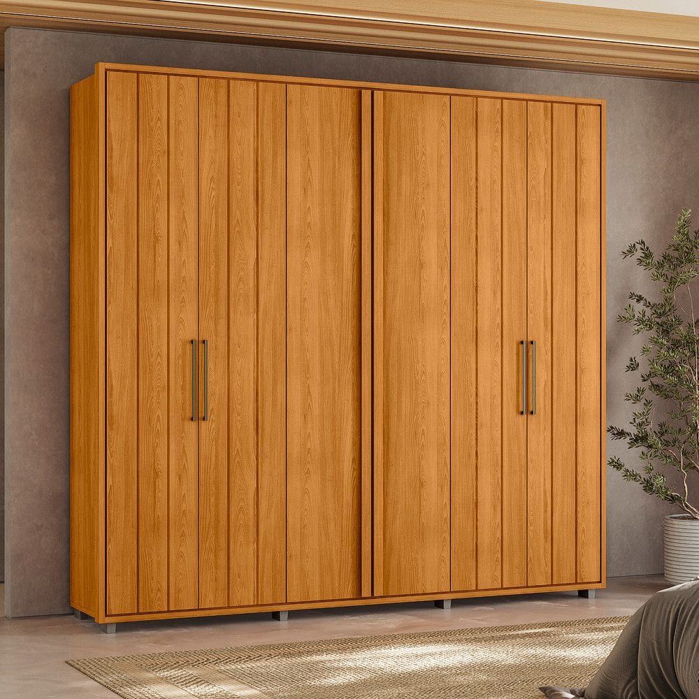 Guarda Roupa Casal Ripado em MDF 6 Portas e Pés Miro Madetec