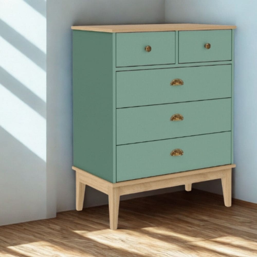 Cômoda 5 Gavetas com Pés em Madeira Colonial Movel bento