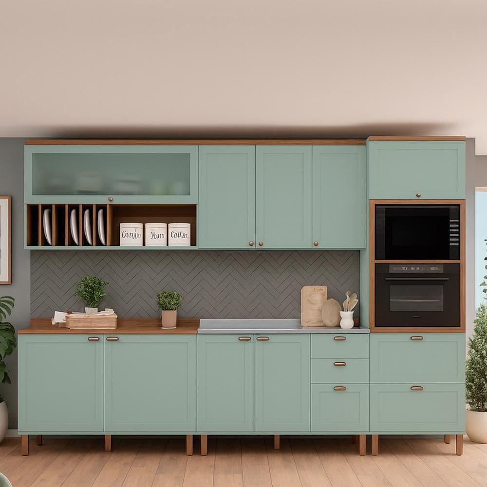 Armário De Cozinha Genialflex Iluminata Luna Verde Mint