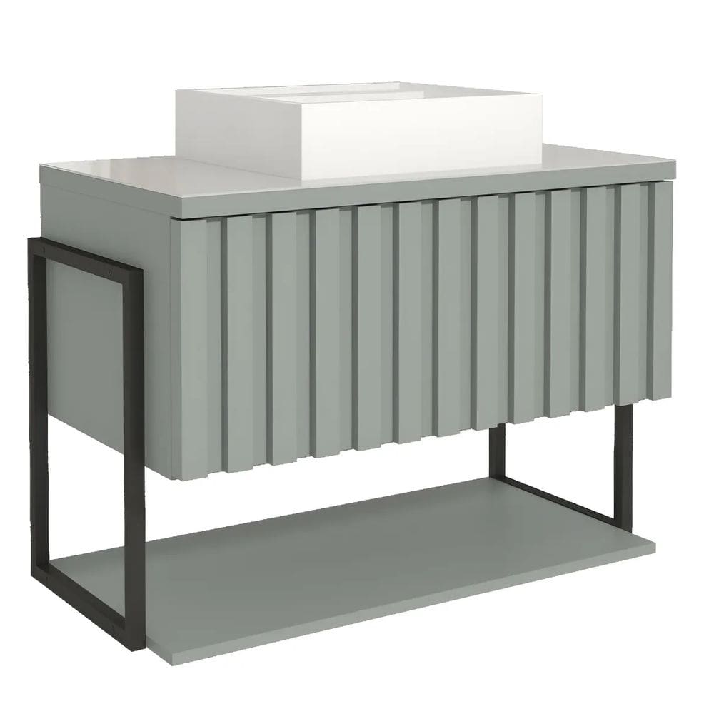 Armário Banheiro 80cm Mdf Aço Cuba Prat Porta Havaí Pistache