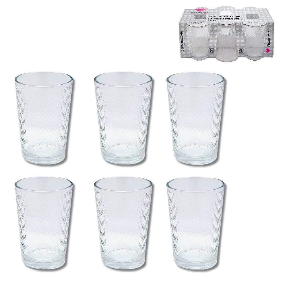 Kit Jogo 6 Copo Vidro Bebidas Agua Suco Cerveja Drinks 200Ml Diamond Bar Restaurante Baixo Multiuso Conjunto Redondo