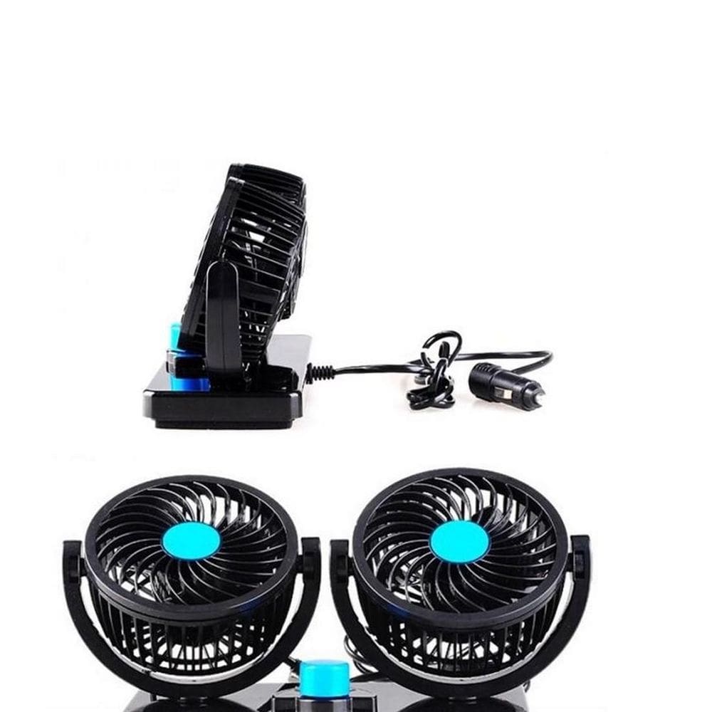 Ventilador Automotivo Duplo Rotativo Ajustavel Veicular Carro Van E Onibus 12V